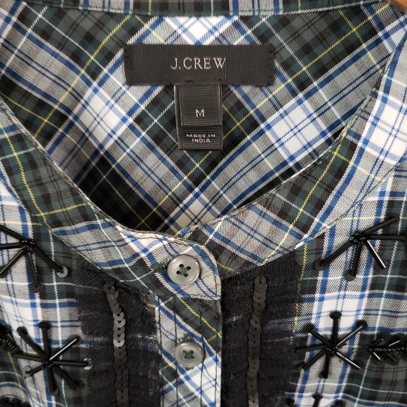 NWOT J crew embellished front forest tartan M - Picture 6 of 6